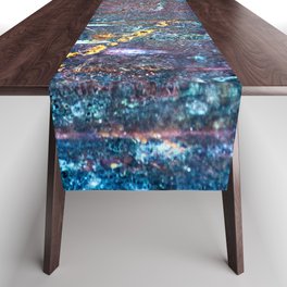 Abstract Cobalt Blue Rusty Metal Weathered Texture Table Runner