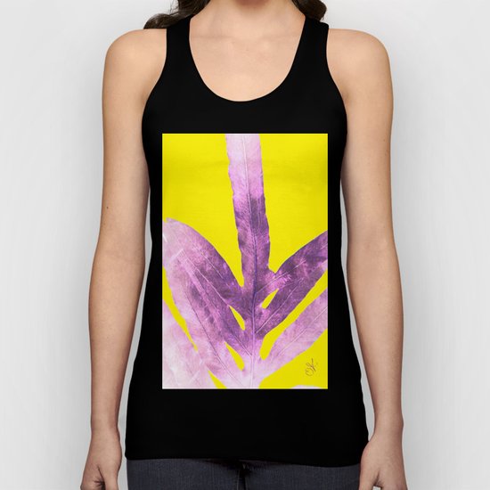 Green Fern on Bright Yellow Inverted Unisex Tank Top