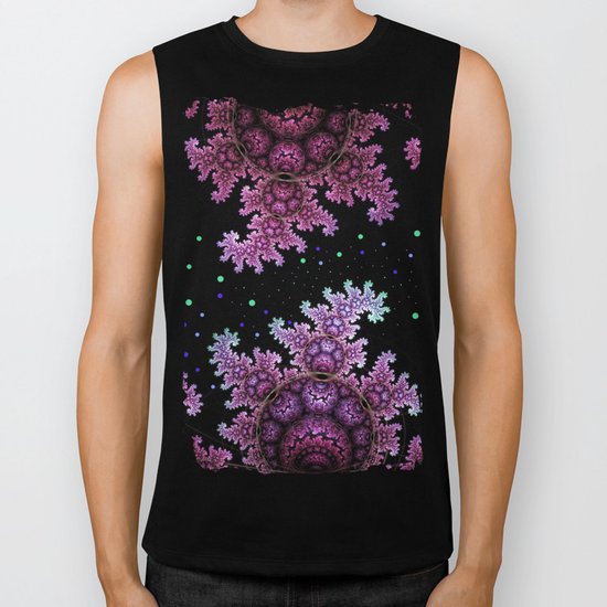 Magical fantasy patterns in purple, pink and green Biker Tank