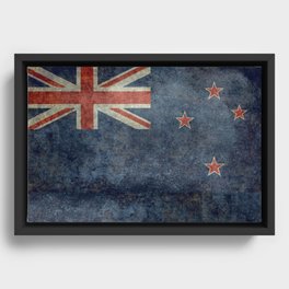 New Zealand Flag - Grungy retro style Framed Canvas