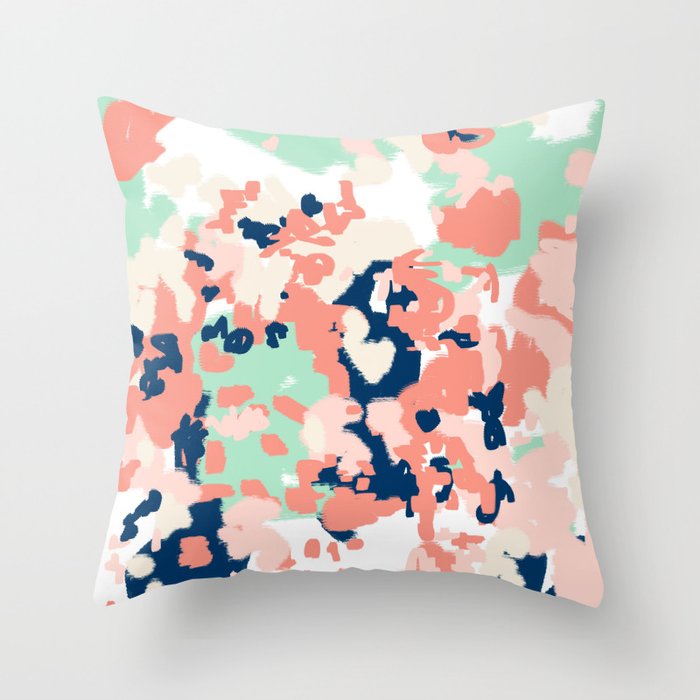 Kiela - abstract painting pattern minimal basic nursery decor home trends colorful art Throw Pillow