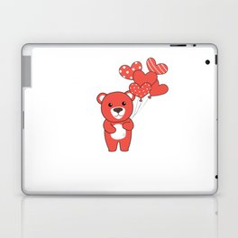 Bear Cute Animals With Hearts Balloons To Laptop Skin