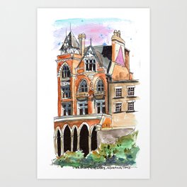 Durning Library, London Watercolour Travel Illustration Art Print