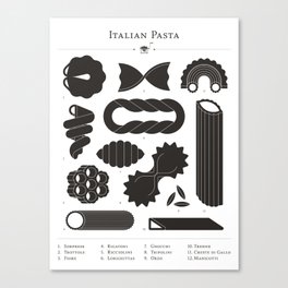 Italian Pasta 2 Black White Canvas Print