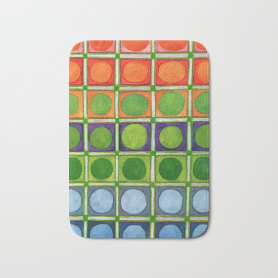 Beautiful Rainbow Colored Circles in a Grid Bath Mat
