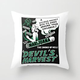 Black and White Reefer Madness Movie Poster Throw Pillow