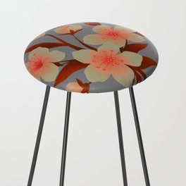 Red and white floral Counter Stool