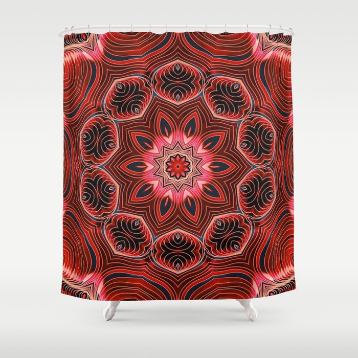 Red Matter Mandala Shower Curtain