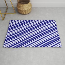[ Thumbnail: Blue and Lavender Colored Lines/Stripes Pattern Rug ]