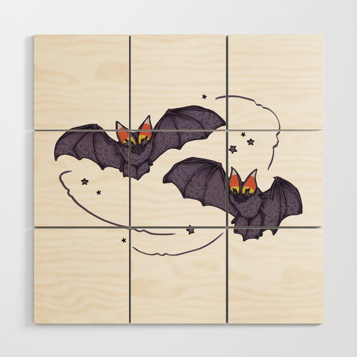 Candy Corn Bats Wood Wall Art