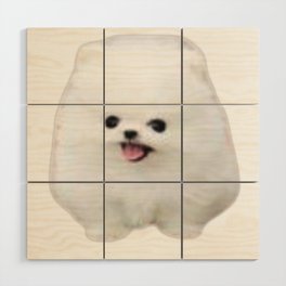 White Adorable Puppy Dog Like A CLoud Wood Wall Art