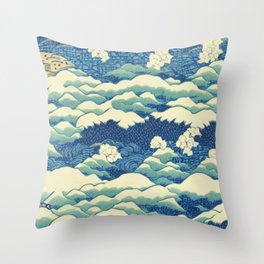 Japanese Ocean Throw Pillow