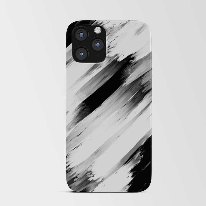 Modern Abstract Black White Brushstroke Art iPhone Card Case