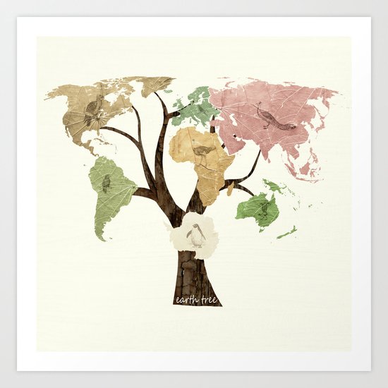 Earth Tree (Birds) Art Print