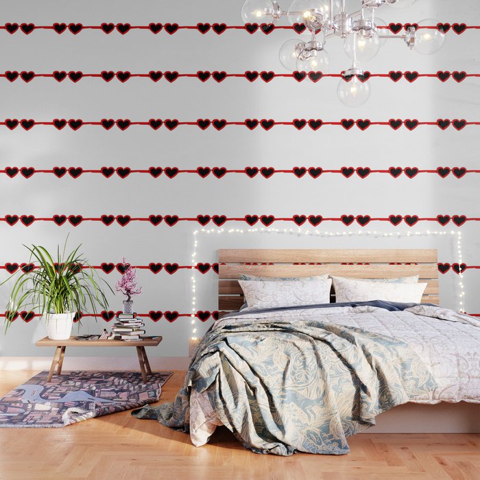 Red Heart Shaped Sunglasses Wallpaper by MAXLEE | Society6