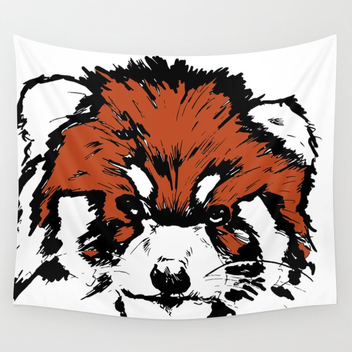 Red Panda Parry (Colour) Wall Tapestry