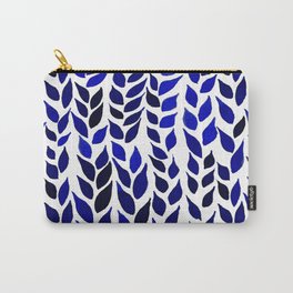 Simple Watercolor Leaves - Navy & Royal Blue Carry-All Pouch
