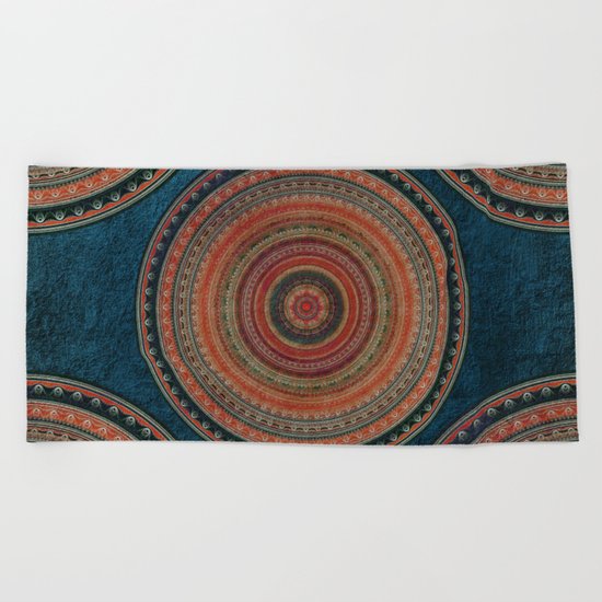 Earth Tone Colored Mandala Beach Towel