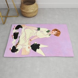Coles Phillips ‘Fadeaway Girl’ Illustration “Feeding Pigeons” Rug