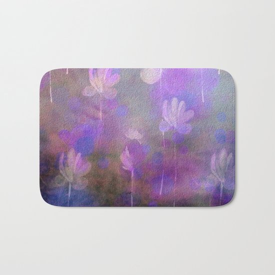 Painterly Dancing Violets Abstract Bath Mat