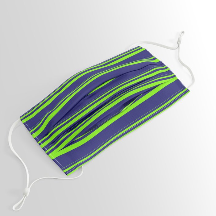 Green & Midnight Blue Colored Stripes Pattern Face Mask