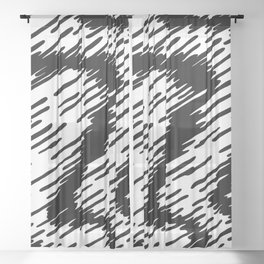 Black and White swirls pattern, Line abstract splatter Digital Illustration Background Sheer Curtain