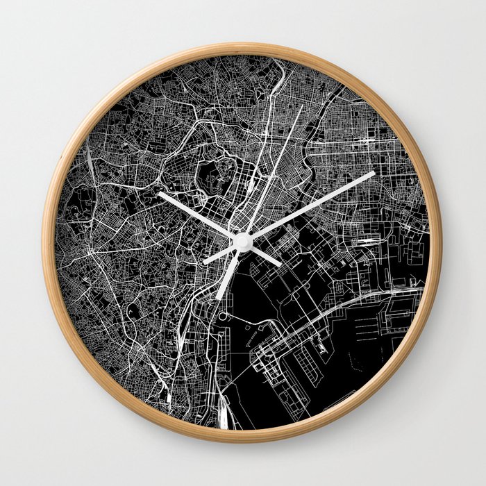 Tokyo Black Map Wall Clock