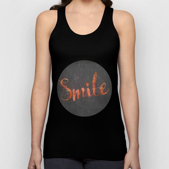 Smile motivating handlettering watercolor style Unisex Tank Top