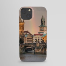 Sunset Rainbow over the Charles Bridge in Prague iPhone Case