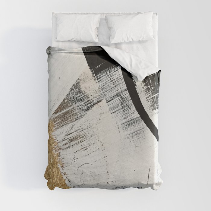 Armor [9]: a minimal abstract piece in black white and gold by Alyssa Hamilton Art Duvet Cover