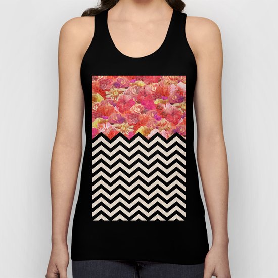 Chevron Flora Unisex Tank Top