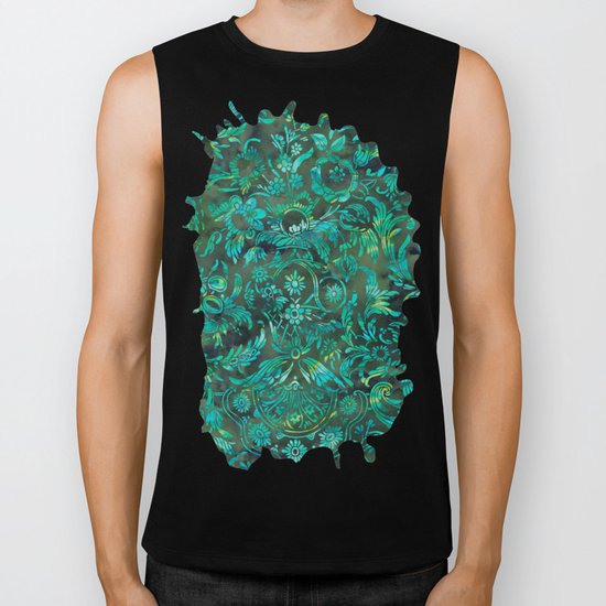 Watercolor Damask Pattern 05 Biker Tank