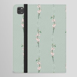 Vintage Peach Flower Botanical Pattern on Mint Green iPad Folio Case
