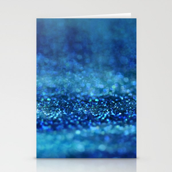 Aqua Glitter effect- Sparkling print in classic blue Stationery Cards