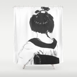 Geisha in Black Ink Shower Curtain