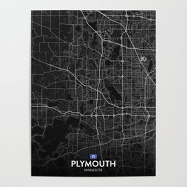 Plymouth, Minnesota, United States - Dark City Map Poster