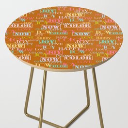 Enjoy The Colors - Colorful typography modern abstract pattern on Sudan Brown color background  Side Table