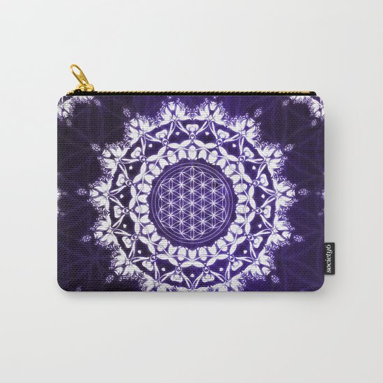 Flower Of Life Indigo Glow Mandala Carry-All Pouch