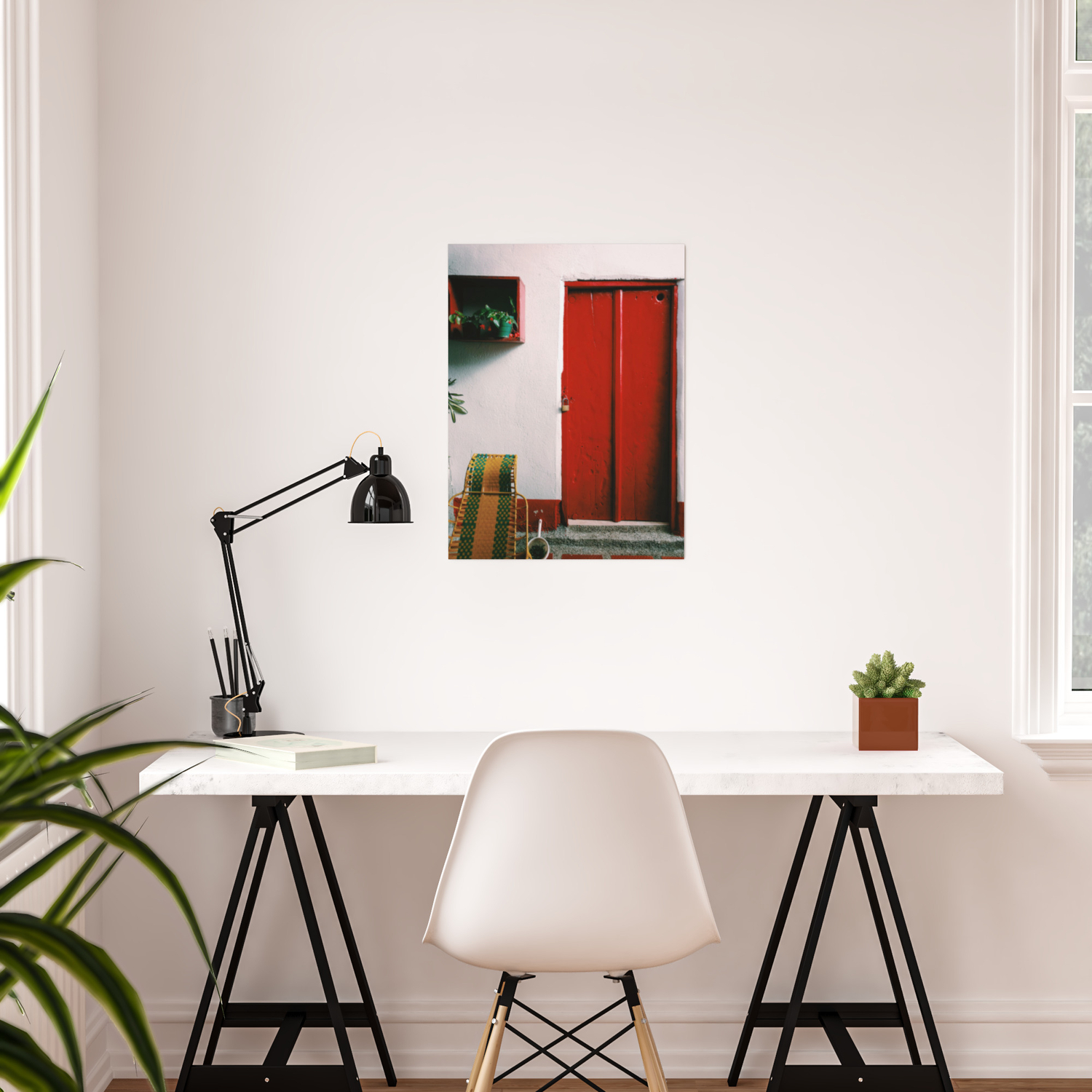 Red Door In Coffee And Cacao Farm In Colombia Poster By
