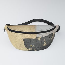 Gold leaf black abstract Fanny Pack