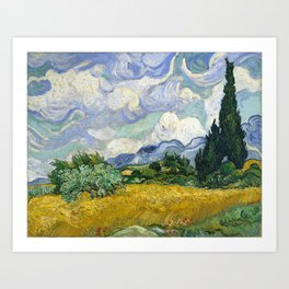 Van Gogh, Wheat Field with Cypresses, 1889 Art Print