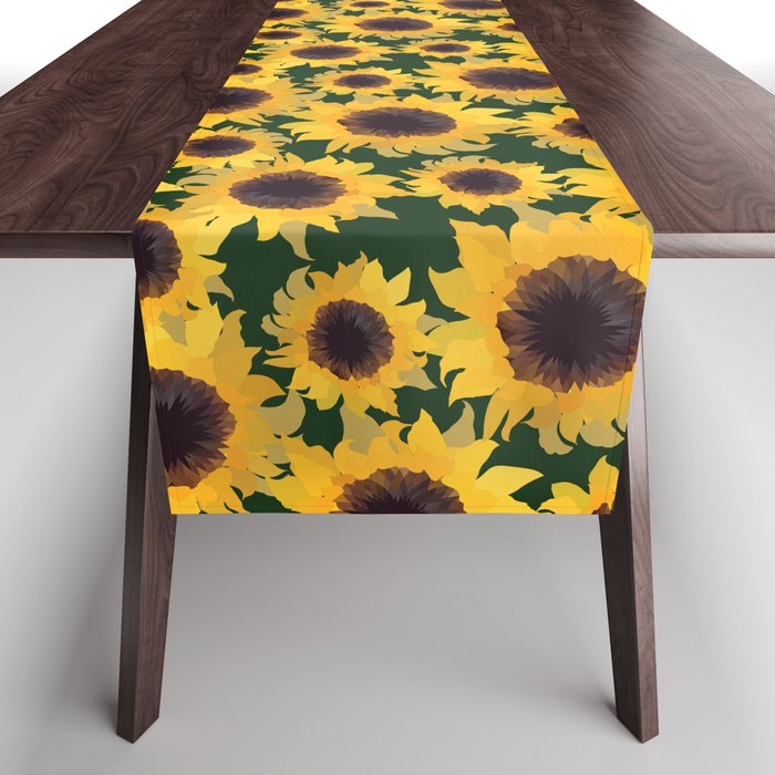 sunflower vectors (green background) Table Runner
