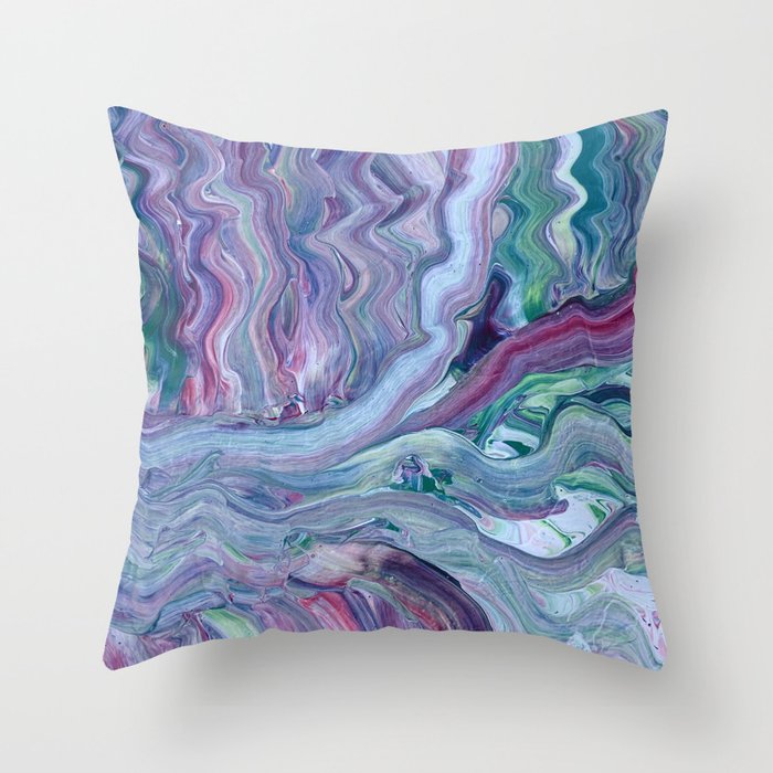 Wavy Abstract Blue Throw Pillow