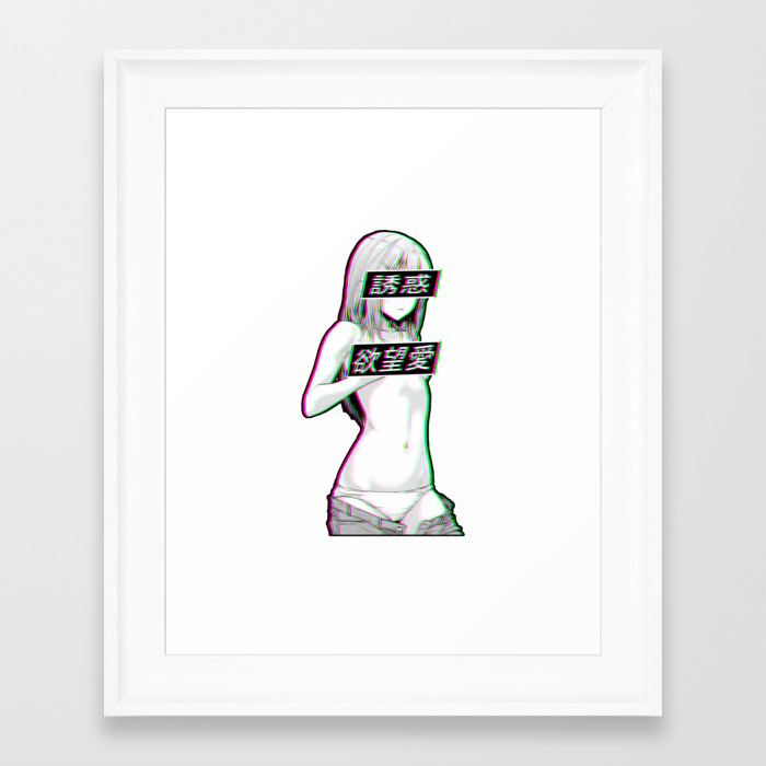 Waifu Material Sad Japanese Anime Aesthetic Framed Art Print By Poser Boy Society6