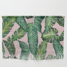 Jungle Leaves, Banana, Monstera II Pink #society6 Wall Hanging
