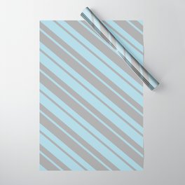 [ Thumbnail: Dark Grey & Light Blue Colored Pattern of Stripes Wrapping Paper ]