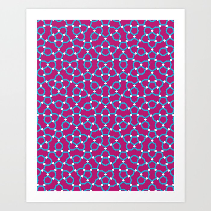 Magenta and Blue Diamond Penrose Art Print