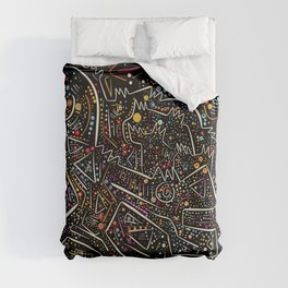 Zodiac Abstract Signs in the Night  Duvet Cover
