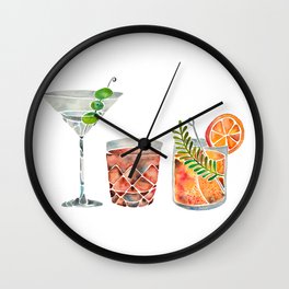 Classic Cocktails  – 1960s Watercolor Lineup Wall Clock