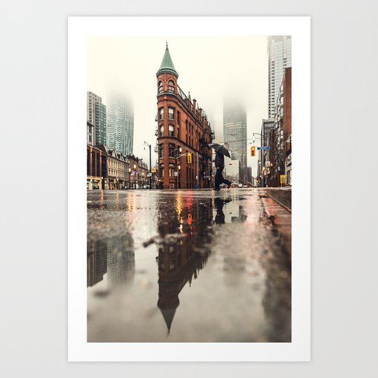 RAIN - WET - MAN - LIGHT - STREET - PHOTOGRAPHY Art Print